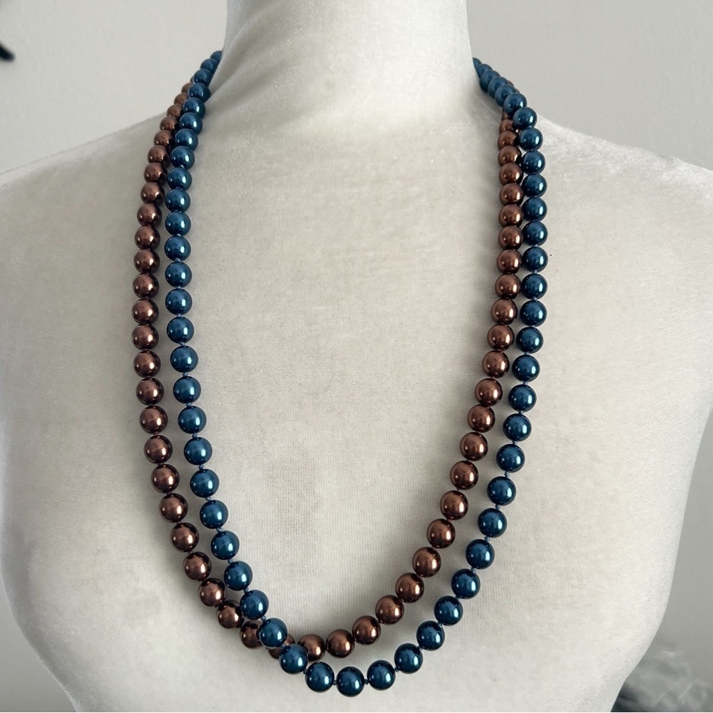 JOAN RIVERS Knotted 10mm Metallic Simulated Czech Glass Pearl Necklaces